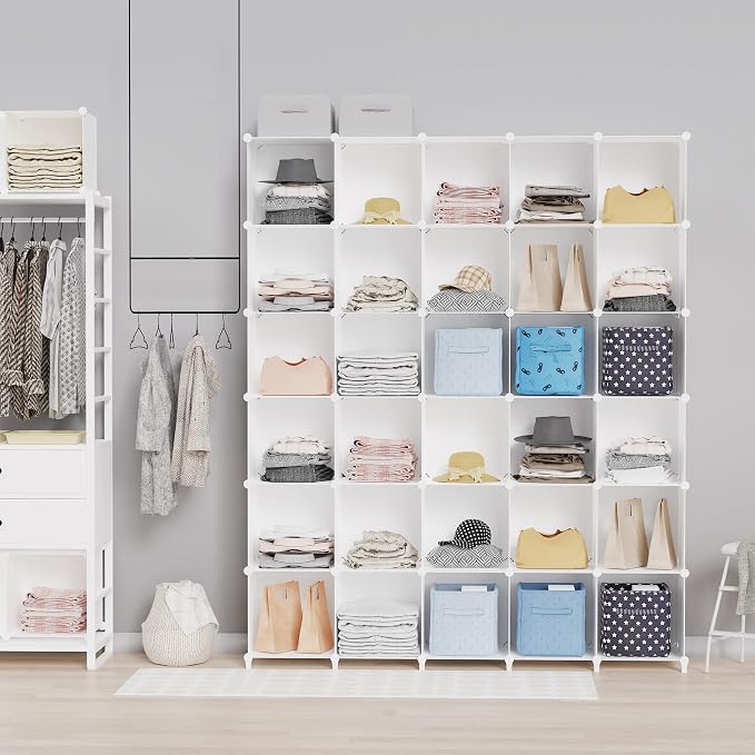 HOMIDEC Closet Organizers and Storage, 9 Cube Storage Organizer, White | Portable Closet Organizer System, Storage Cubes Shelves, for Bedroom, Kids Room, Bathroom, Wardrobe, Clothes Rack
