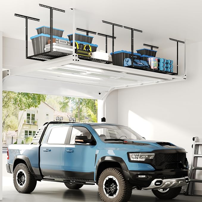 FLEXIMOUNTS 3x6 Overhead Garage Storage Adjustable Ceiling Rack, Black | 450lbs Weight Capacity, 22"-40" Adjustable Organization System, Heavy-Duty Metal Ceiling Racks, Classic Series