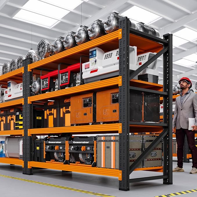 RAVIGIN 3000LBS Storage Shelves, 48" W Garage Shelving Heavy Duty Metal Adjustable Garage Shelves, Shelving Units Industrial Shelving for Warehouse, 48" W x 23.7" D x 70" H,Orange