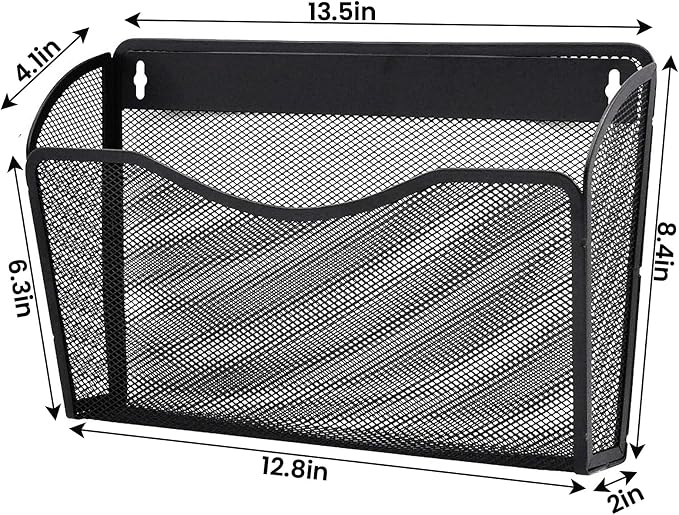 Gawerk 3 Pack Wall File Organizer, Mesh Wall File Pocket Mail Organizer Hanging Metal Vertical Wall Mounted File Holder for Office/Home