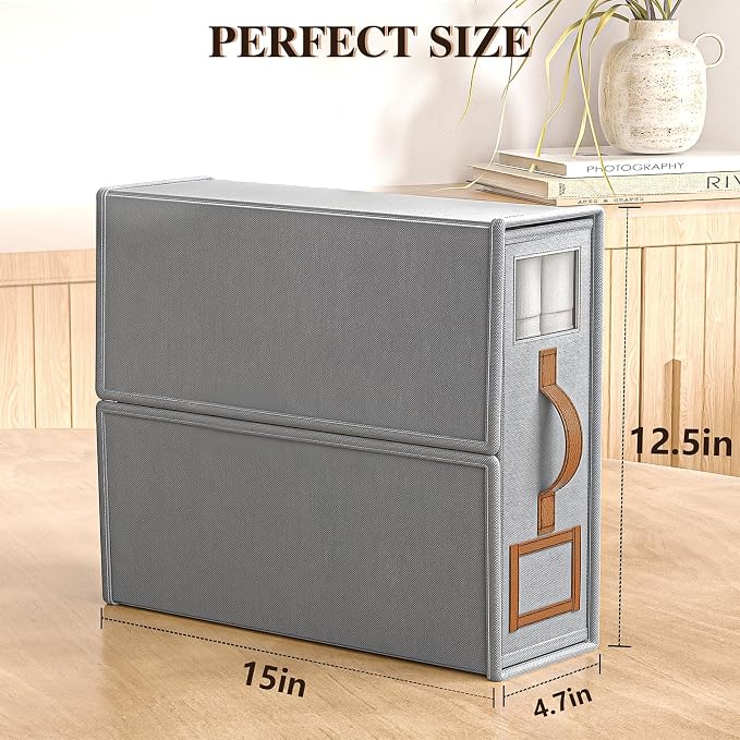 8 Pack Foldable Bed Sheets Set Organizers and Storage(King & Queen Size),Linen Fabric Closet Organizers with Window,Folding Bedding Storage Box for Bedsheets and Pillow Cube Organizer-Gray