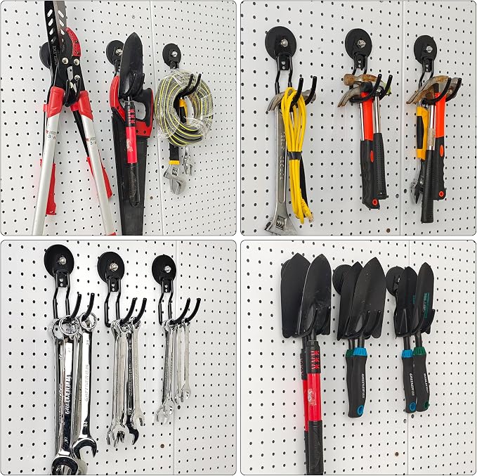 3-H Heavy Duty Magnetic Hooks,No-Drill Garage Power Tool Holder, 2 Pack | Patented Extended Right-Angle Support boosts load capacity. Works on iron & steel surfaces, perfect for workshop,shed