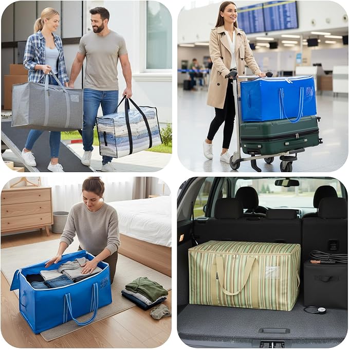 BALEINE 6-Pack Oversized Moving Bags with Reinforced Handles, Heavy-Duty Storage Tote for Clothes, Moving Supplies (Royal Blue, 6-Pack)