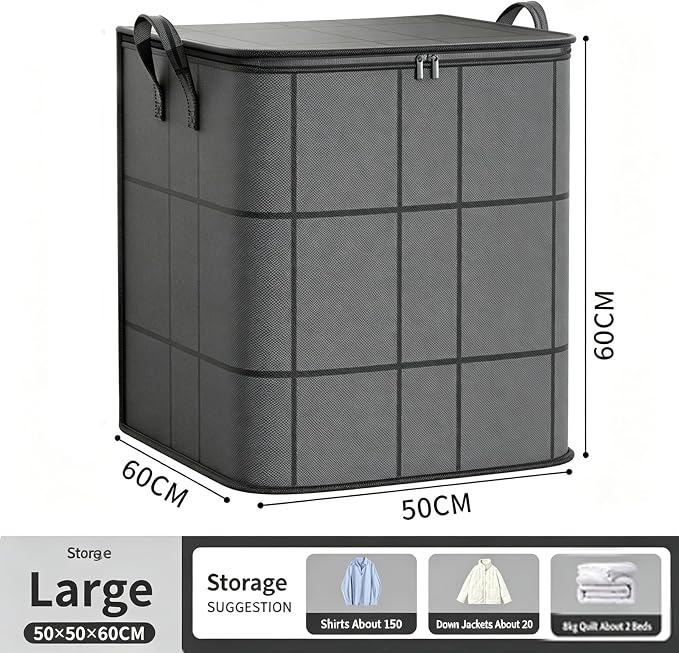Spacious Moving Storage Bin, Zippered Organizer,XXL Foldable Storage Bags (1PCS, Large)
