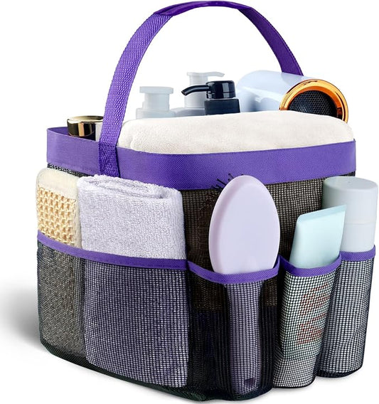 Mesh Shower Caddy Portable - 9 Pockets for College Dorm Room Essential | Large Capacity Mesh Shower Caddy with 9 Pockets, Portable Hanging Toiletry Bag for College Dorm, Gym, Camping and Beach