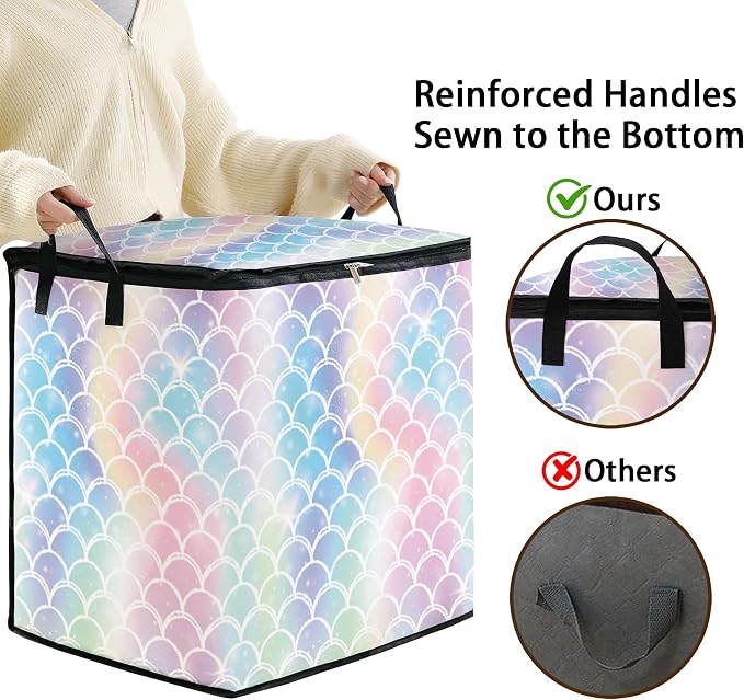 2pcs blanket storage bag for under bed,closet organizers 95L | clothing sweater sheet bedding comforter duvet quilt pillow toy storage bags with lids,dorm room essentials for containers