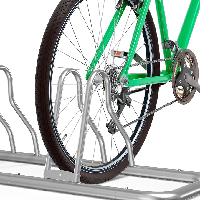 Simple Houseware 2-Bike Adjustable Floor Storage Rack for Garage, Silver | Bicycle Parking Stand Organizer for Road and Kids Bikes