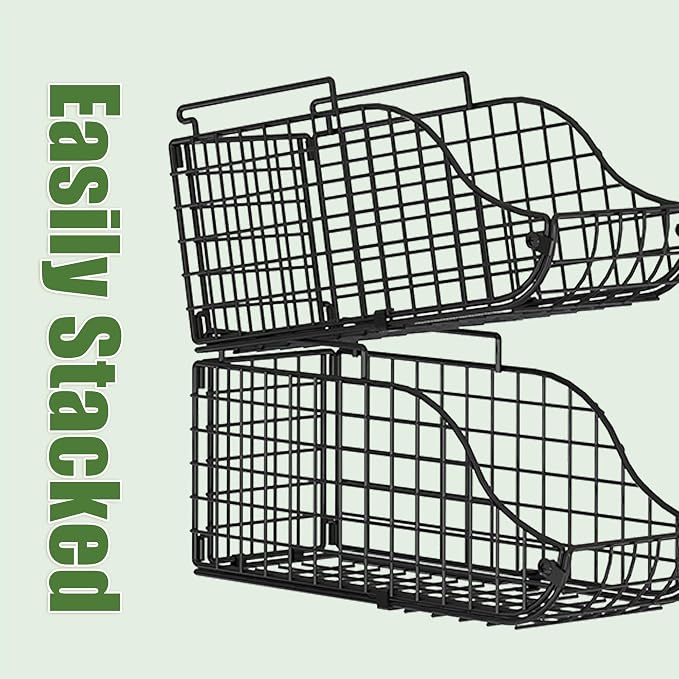 Sonyabecca 8 Pack Stackable Can Organizer for Pantry Cabinet Food Storage | Wire Storage Rack Holds Up to 72 Cans, Beverages and Food. Small Metal Organizer for Kitchen Counters, Fridges and RV