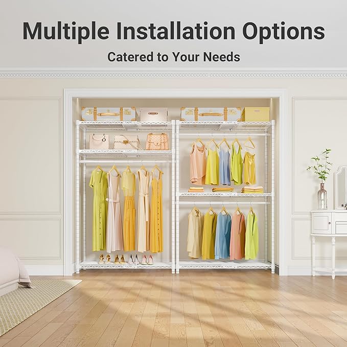 VIPEK X1 Expandable Clothes Rack Heavy Duty Adjustable Closet System White | Adjustable Shelves and Hanger Rods from 2' to 3'5", Reach-in & Walk-in Closets Metal Garment Racks Portable Closet Organizer
