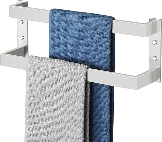 Alise Double Towel Bar, 16" Double Towel Racks for Bathroom, Brushed Nickel | Bathroom Towel Rack Wall Mounted, 3.54" Wide Faster Drying, Ladder Design, SUS304 Stainless Steel