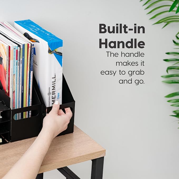 IRIS USA 6-Pack Magazine Holder Organizer, Black | Keep magazines, documents, and reading materials organized with compact desktop storage for home offices and everyday spaces