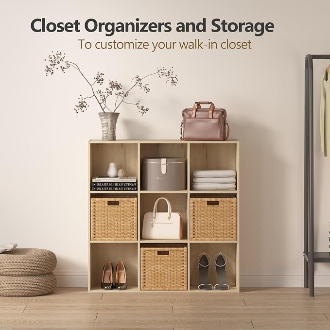 12 Cube Storage Organizer, Wooden Cube Shelves with Closed Back Panel, Reversible Bookcase, Cubes Closet Organizer for Home, Living Room, Kids Room, Office, Bedroom, Study, Hallway