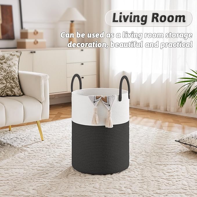 Artfeel Laundry Basket,Woven Cotton Rope Laundry Hamper,60L for Decorative Storage of Dirty Clothes,Toys and Blankets in Bathroom,Baby Room and Living Room