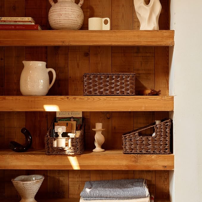 Granny Says Wicker Baskets with Lids, Decorative Storage Boxes With Lids | Woven Baskets With Lids, Wicker Baskets For Storage, Decorative Storage Boxes, Woven Stackable Basket with Lid for Organizing