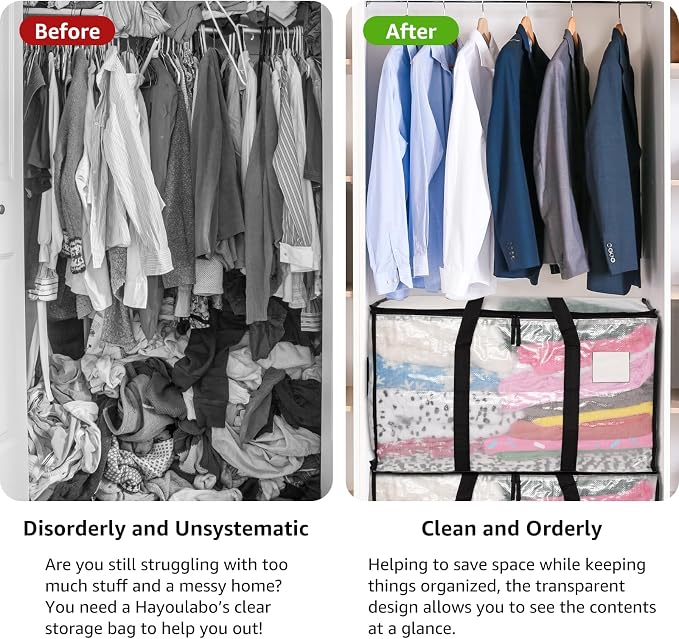 Moving Bags Heavy Duty Extra Large, Alternative for Moving Boxes & Moving Supplies,Clear Storage Bins with Lids, Plastic Packing Tote, Storage Bags for Clothes with Handles & Zippers(Clear, 4Pack)