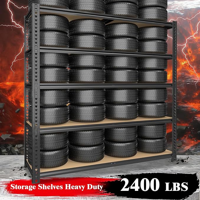 72" H Storage Shelves,Storage Shelves Heavy Duty,2400LBS Metal Shelving Units,Adjustable Garage Shelving Heavy Duty for Garage Storage,Warehouse,16"x35.5"x72",2 Pack