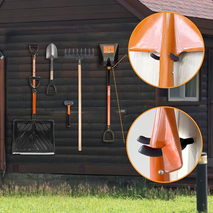HUHOLE 16 Pack Screw in U Hooks Wall Organizers | Utility Hangers with 20 lb Capacity for Garden Tools, Mops, Brooms, Rakes, Hoses, Extension Cords and Home Items