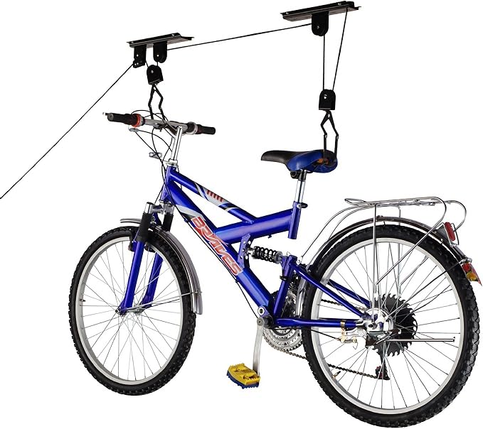 Bike Hanger - Overhead Hoist Pulley System with 100lb Capacity for Bicycles or Ladders - Secure Garage Ceiling Storage by Rad Sportz