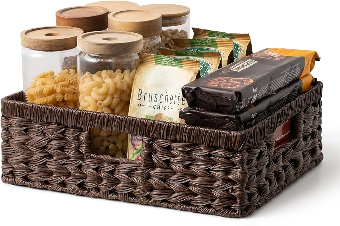 GRANNY SAYS Wicker Storage Basket for Shelves, Wicker Basket for Organizing, Decorative Basket, Woven Basket for Pantry Storage, Brown, 1-Pack