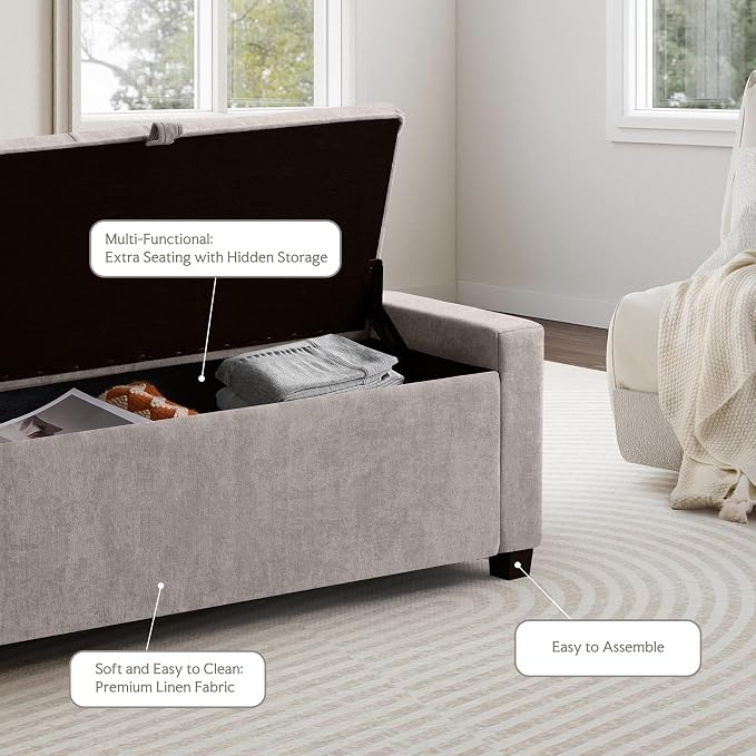 GRAINELL 42.13” Storage Ottoman Bench, Upholstered Tufted Bedroom Bench | End of Bed Storage Bench for Living Room & Entryway, 350 lb Capacity
