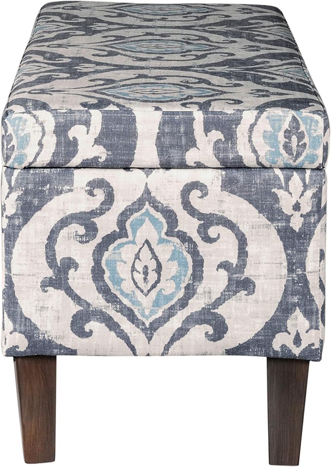 HomePop 36" Storage Ottoman Bench with Hinged Lid - Slate Damask