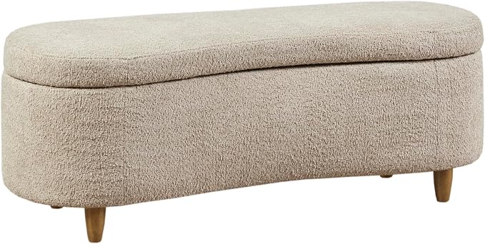 Bailey Boucle-Style Curved Storage Accent Bench