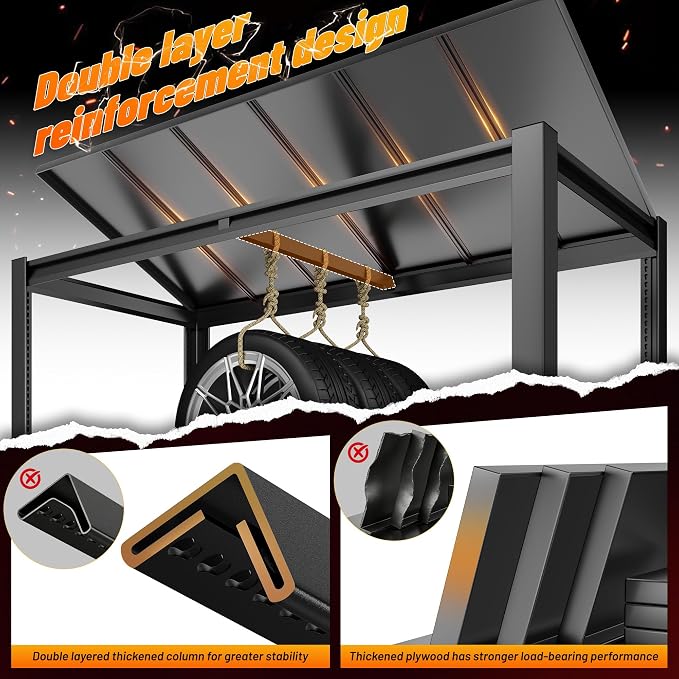 REIBII 84.1" H Garage Shelving, 3500LBS Storage Shelves Heavy Duty, Adjustable 6-Tier Metal Shelving for Commercial, Warehouse, Basement, Garage,Shop, 55.1" W x 25.8" D x 84.1" H