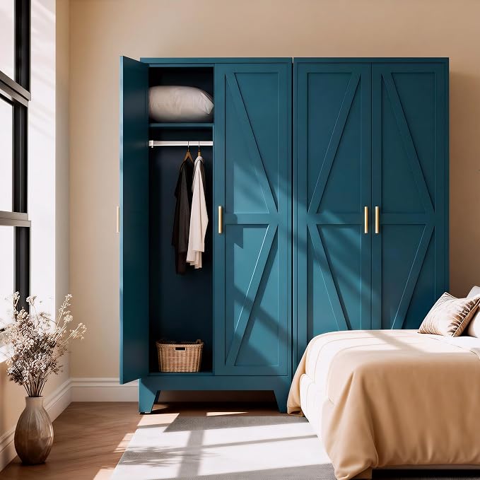71" H Tall Pantry Cabinet with Doors,Kitchen Pantry Cabinet,Blue Metal Storage Cabinets,Garage Storage Cabinet,Food Storage Cabinet with Doors and Shelves