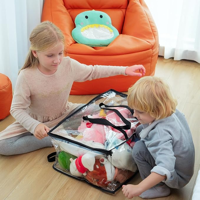 3 Pack Clear Storage Bags 110L Over-Sized Clothes Bags with Double Zippers Sturdy Handles Tote Moving Bags for Duvet, Comforters and Blankets Organizer | Plastic Storage Bag, Foldable Closet Organizer, For Comforter Blanket Bedding Duvet Toys, Moving Bags