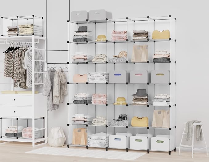 Closet Organizers and Storage, 12 Cube Storage Organizer, Transparent | Portable Closet Shelves Closet Organization Clothing Storage for Kids, Closet, Bedroom, Bathroom, Office