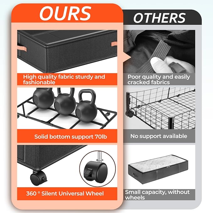 Under Bed Storage Containers - Stackable Plastic Storage Bins for Clothes, Shoes, and Household Items, Space-Saving, Clear