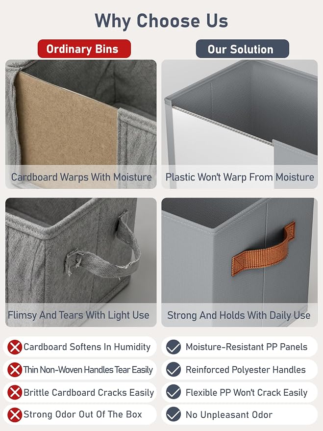 6 Pack Large Closet Storage Baskets Bins for Shelves, Collapsible Fabric Closet Organizers and Storage with Polyester Handles, Decorative Baskets for Organizing Clothes, Towels, Linen Closet 16x12x10"