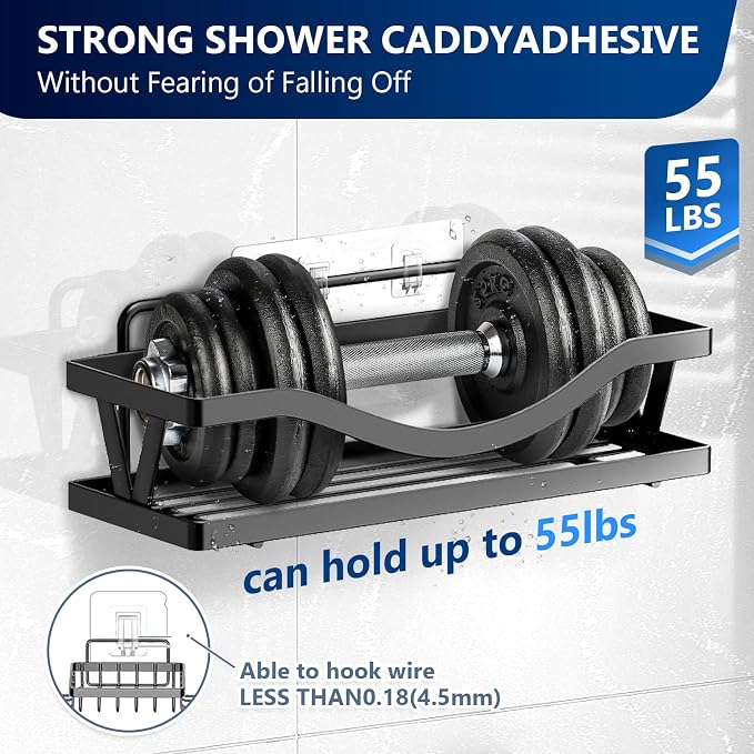 Shower Caddy Adhesive Replacement Hooks, Strong Waterproof Strips, No Drilling for Bathroom Shelves, Kitchen Racks, and Soap Holders (Transparent-8Pack 2Hook)