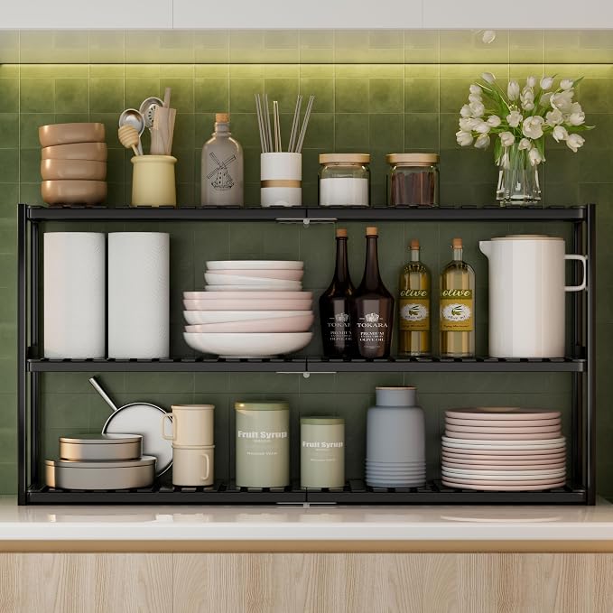 Extra Long Bathroom Organizer Storage Shelves 100% Bamboo Adjustable Height Over The Toilet Storage Floating Shelf for Wall Shower Shelf Can Placed in The Bathroom Kitchen Living Room for Multi Usage