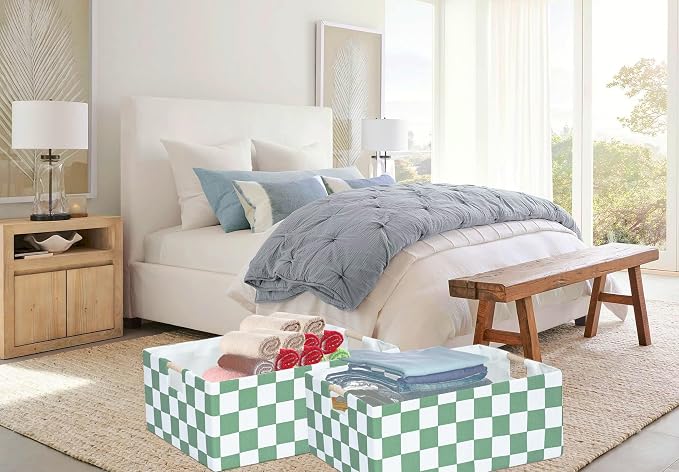 Storage Bin for Shelves Rectangle Closet Baskets Foldable Box with Handles, Gray Storage Bins, Storage Boxes for Home Office Car Dormroom