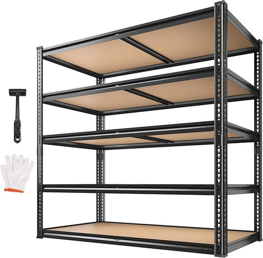 ROOMFAVE 40" W Storage Shelves 5 Tier Garage Shelving Heavy Duty,2350LBS Adjustable Metal Shelving Unit, Garage Shelves for Basement, Warehouse, Pantry, Closet, Kitchen 72.1" H x 40" W x 20" D, Black