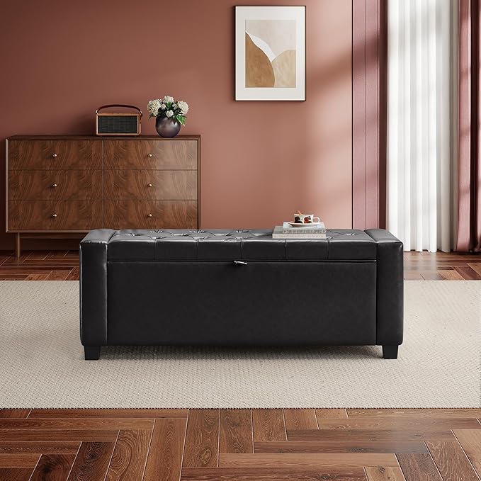 GRAINELL 42.13” Storage Ottoman Bench, Upholstered Tufted Bedroom Bench | End of Bed Storage Bench for Living Room & Entryway, 350 lb Capacity