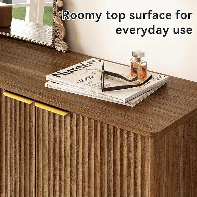 Fluted Shoe Cabinet with Doors Set of 2, 5-Tier Shoe Storage Cabinet with Adjustable Shelves, Wooden Freestanding Shoe Organizer Shoe Cabinet for Entryway,Hallway,Living Room, Natural Oak