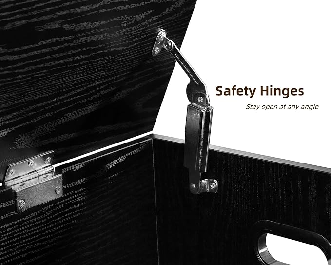 VANKILEY 51.2" Storage Chest Extra Large,Wooden Storage Bench,Black | Chest with 2 Safety Hinges, 51.2*15.7*19.1inches, Wooden Trunk for Bedroom, Livingroom,Entryway,Easy Assembly.