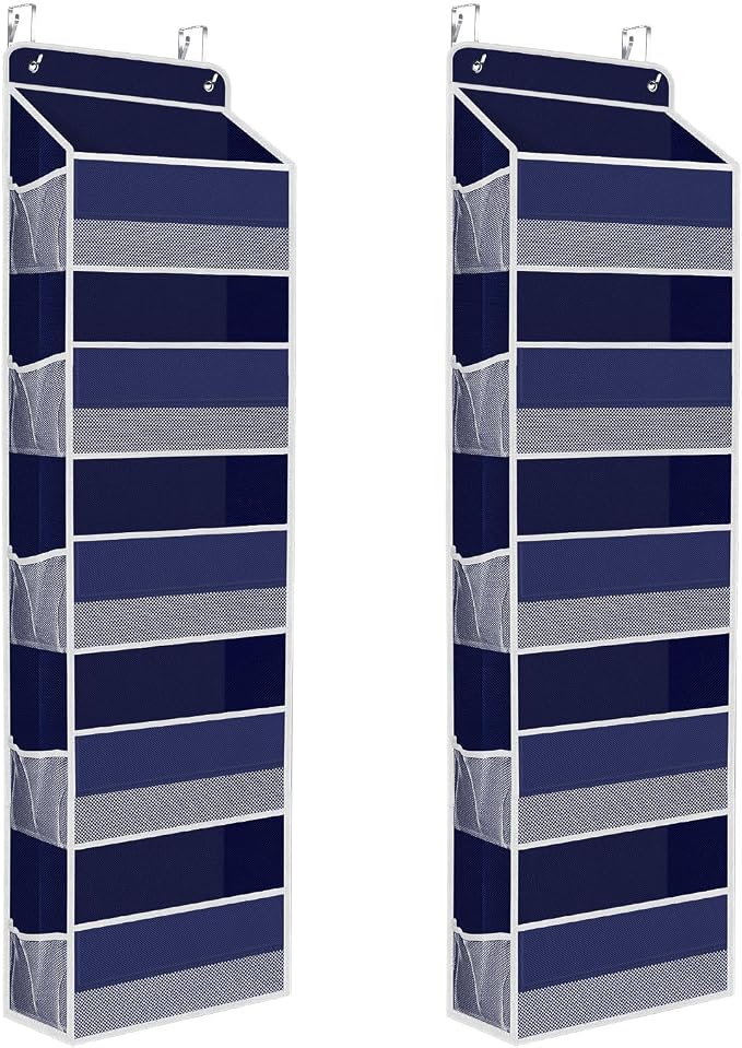 2 Pcs Over The Door Organizer Large Capacity Hanging Storage Room Organizer | 40 lb Capacity, Ultra-Sturdy, Foldable, Mesh Design with Clear Window, Space-Saving Organizer for Pantry, Nursery & Closet