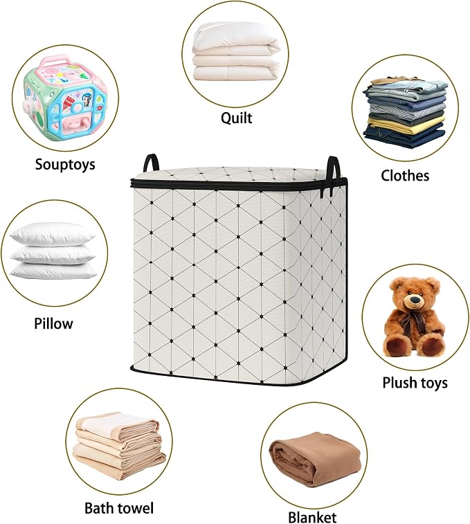 king comforter storage bag,blanket organizer with zipper 95L (2pack) | quilt duvet sweater sheet bedding pillow clothes storage for closet,dorm moving essentials containers with portable handles