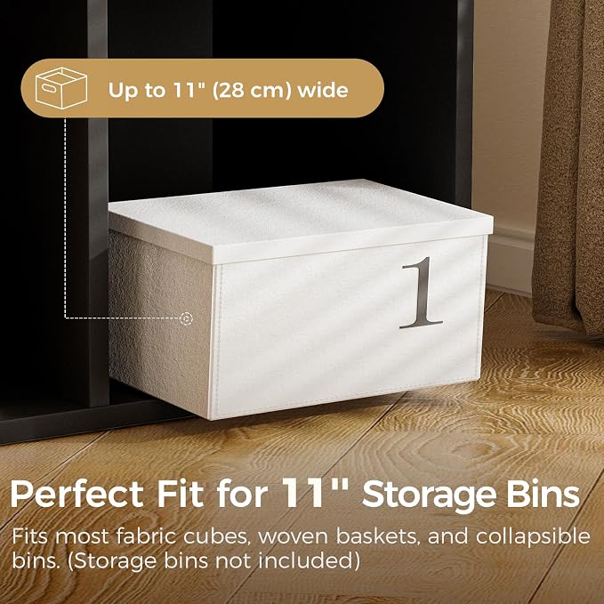 COMHOMA 8 Wood Cube Storage Organizer with Open Back and Removable Back Panels, 11In Black Cube Storage Bookshelf, Cubicle Shelf Bookcase for Home Office Bedroom Living Room, Vertical or Horizontal
