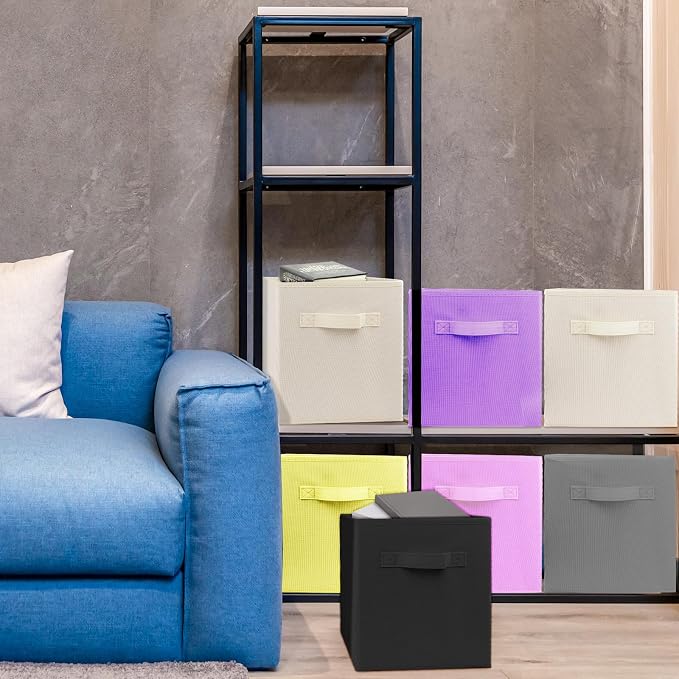 2 Pcs Storage Cubes, 10.5 Inch Collapsible Storage Bins, Fabric Foldable Bins for Organization, Durable Storage Bins for Closet, Shelves, Offices (Grey)