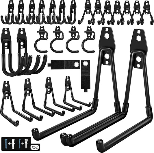 28 Pack Garage Hooks Heavy Duty with Non Slip PVC Coating | Garage Storage and Organization Ladder Hooks for Hanging Bike，Ladder，Garden Tools，Hose