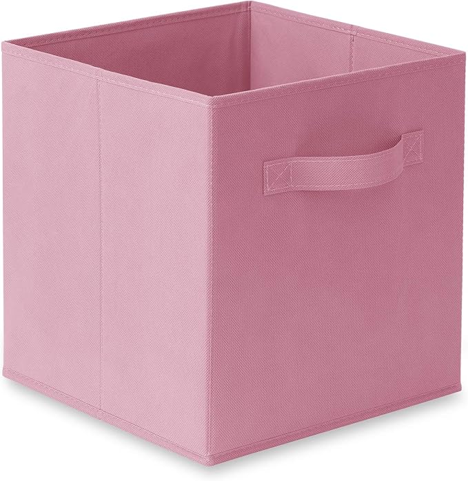 Casafield Set of 6 Collapsible Fabric Cube Storage Bins, Light Pink - 11" Foldable Cloth Baskets for Shelves, Cubby Organizers & More