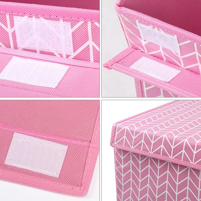 Large Toy Storage Box Chest for Kids, Sturdy Toy Box Bin Baskets with Lid | Toy Storage Box for Living Room, Nursery, Closet, Bedroom, Playroom 25"x13" x16" (Pink)