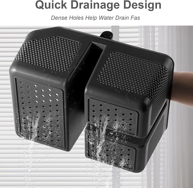 Plastic Shower Caddy Portable Shower Basket with Bamboo Handle, Dark Gray | Cleaning Caddy Organizer Storage Tote for Bathroom, College Dorm Essentials, Bath Toy Storage