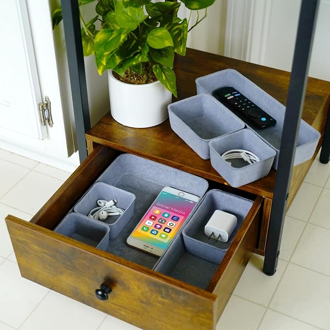 Welaxy Minimalist 8pc Felt Desk Drawer Organizer Glacier Gray Bins