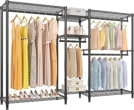 VIPEK Classic V6 Plus Wire Garment Rack, Dynamic Closet System Adjustable | Large Heavy Duty Metal Freestanding Clothing Rack 1120lbs Capacity, 7FT Wide Closet Organizer System for Bedroom, Black