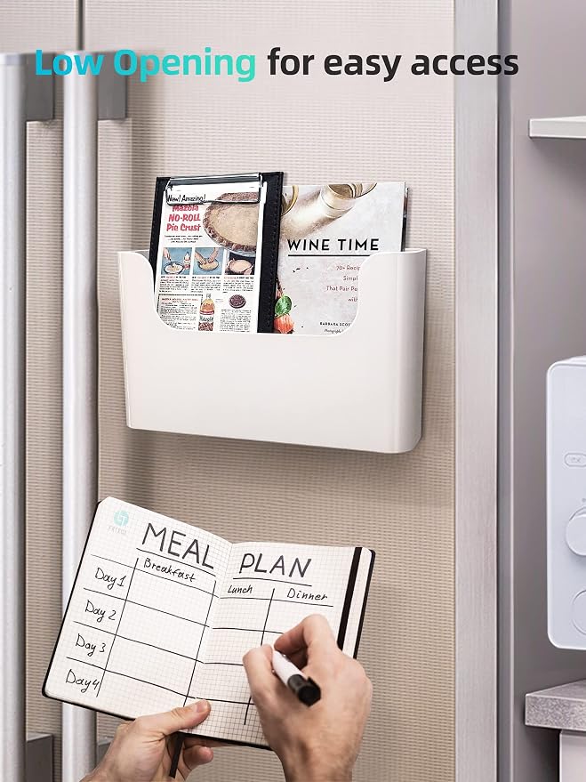 Wall Mount File Organizer Holder Hanging File Organizer Door Office Mail Supplies Storage Magazine Envelope Planner Wall Single Pocket (Off White, 2 Pack)